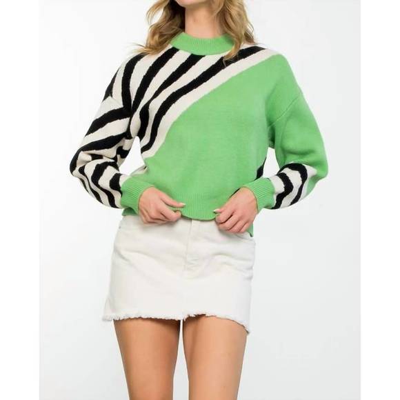 THML Sweaters - NEW THML stripe detail sweater in lime